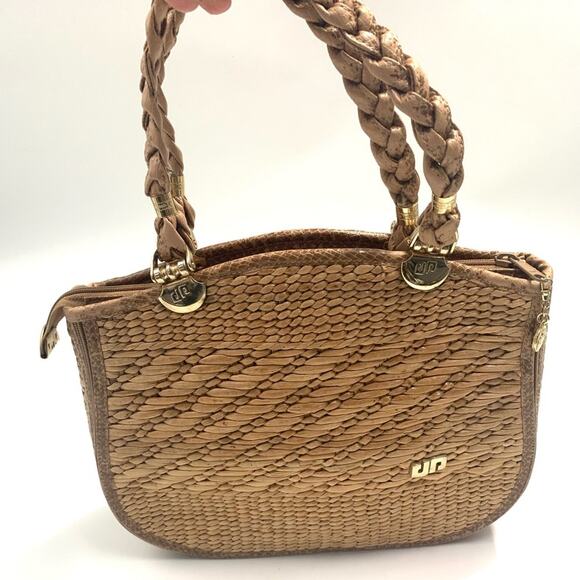Viintage Pier Giorgio Straw  Coastal Grandma 3 Tone Handbag Made In Italy - Picture 11 of 14